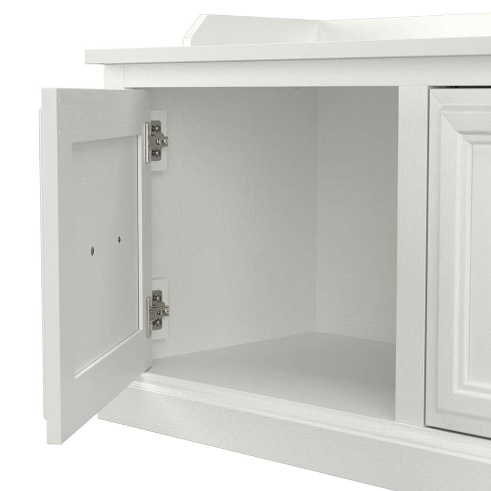Bush Furniture - Woodland 40W Hall Tree and Shoe Storage Bench with Shelves in White Ash - WDL002WAS veiw 4