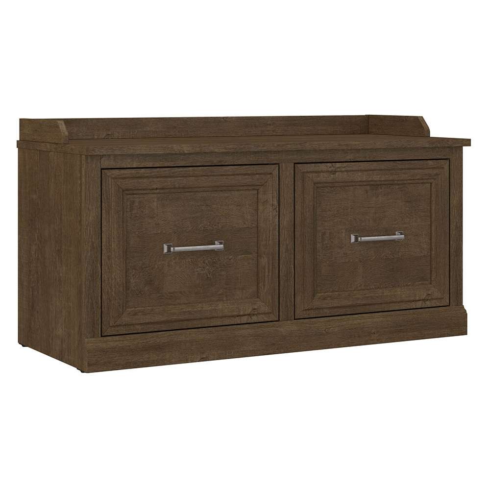 Bush Furniture - Woodland 40W Shoe Storage Bench with Doors in Ash Brown - WDS140ABR-03 veiw 1