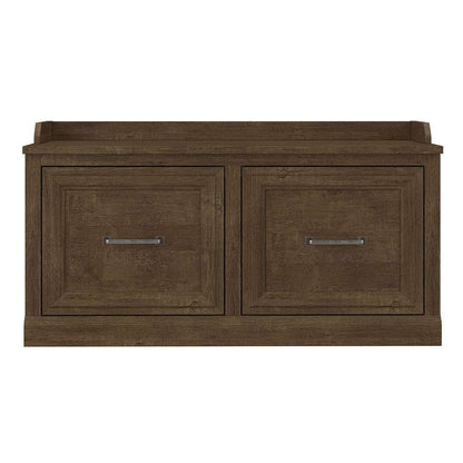 Bush Furniture - Woodland 40W Shoe Storage Bench with Doors in Ash Brown - WDS140ABR-03 veiw 2