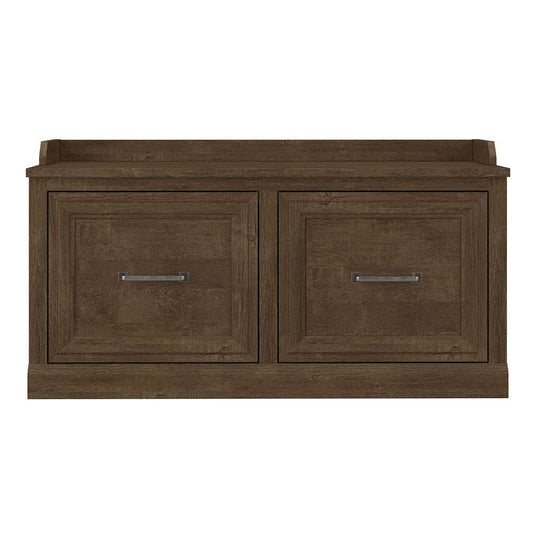 Bush Furniture - Woodland 40W Shoe Storage Bench with Doors in Ash Brown - WDS140ABR-03 veiw 2