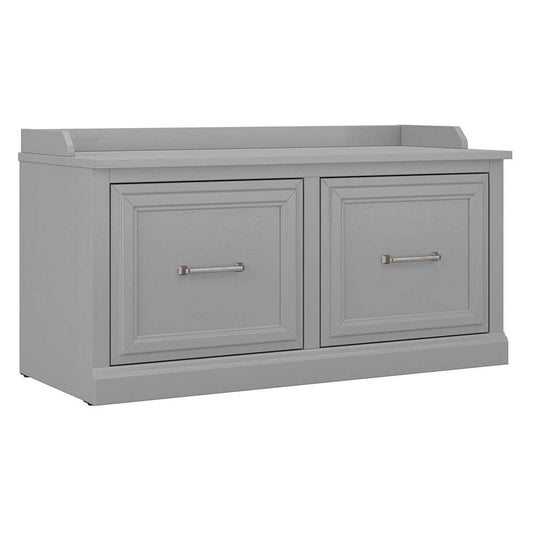 Bush Furniture - Woodland 40W Shoe Storage Bench with Doors in Cape Cod Gray - WDS140CG-03 veiw 1