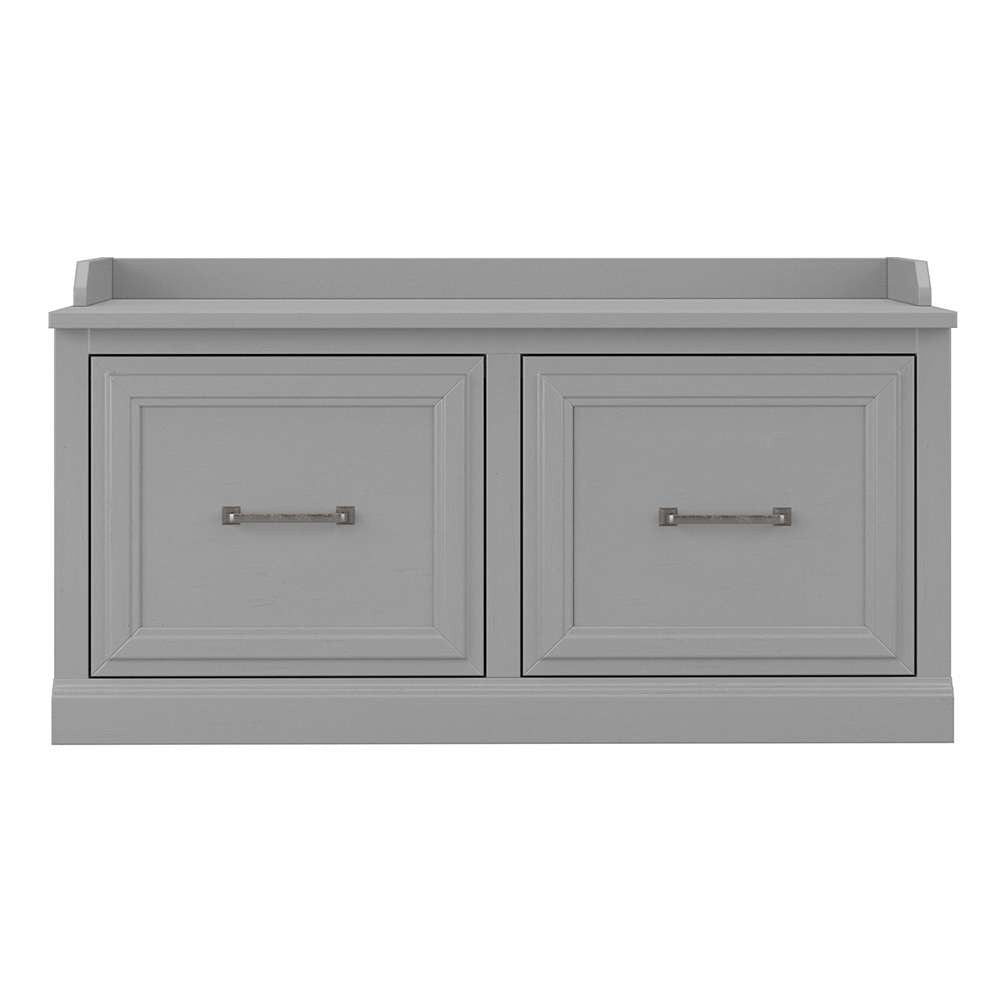 Bush Furniture - Woodland 40W Shoe Storage Bench with Doors in Cape Cod Gray - WDS140CG-03 veiw 2