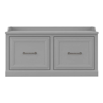 Bush Furniture - Woodland 40W Shoe Storage Bench with Doors in Cape Cod Gray - WDS140CG-03 veiw 2
