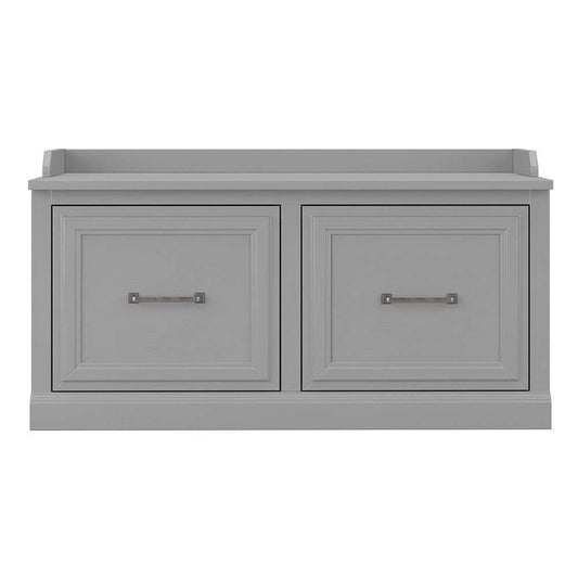 Bush Furniture - Woodland 40W Shoe Storage Bench with Doors in Cape Cod Gray - WDS140CG-03 veiw 2