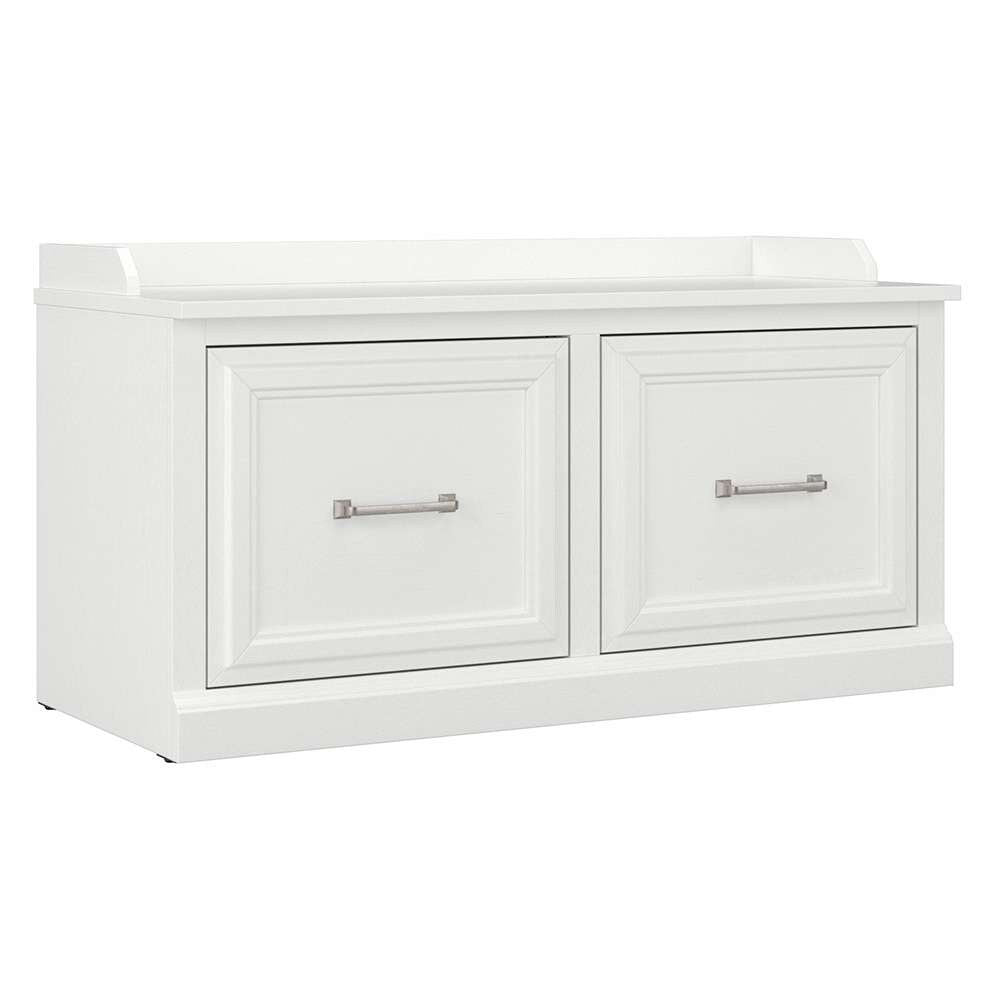 Bush Furniture - Woodland 40W Shoe Storage Bench with Doors in White Ash - WDS140WAS-03 veiw 1