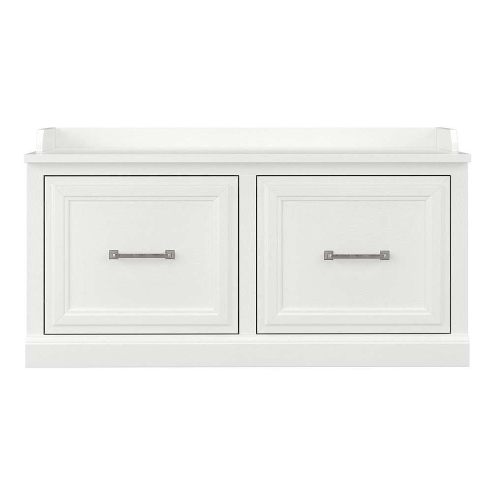 Bush Furniture - Woodland 40W Shoe Storage Bench with Doors in White Ash - WDS140WAS-03 veiw 2