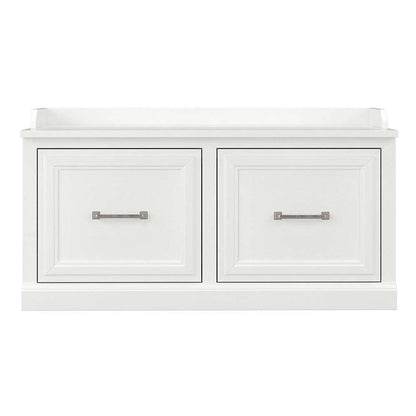Bush Furniture - Woodland 40W Shoe Storage Bench with Doors in White Ash - WDS140WAS-03 veiw 2