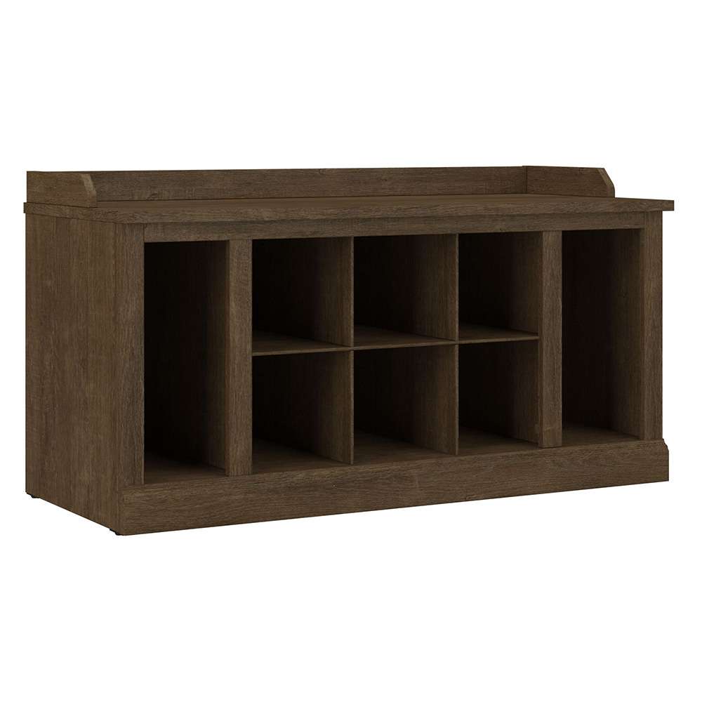 Bush Furniture - Woodland 40W Shoe Storage Bench with Shelves in Ash Brown - WDS240ABR-03 veiw 1