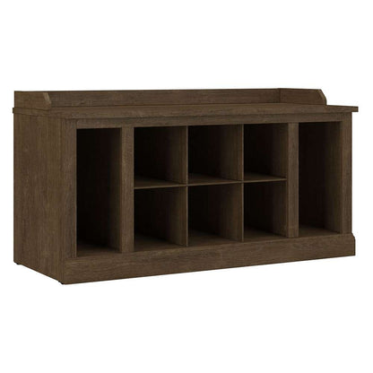 Bush Furniture - Woodland 40W Shoe Storage Bench with Shelves in Ash Brown - WDS240ABR-03 veiw 1