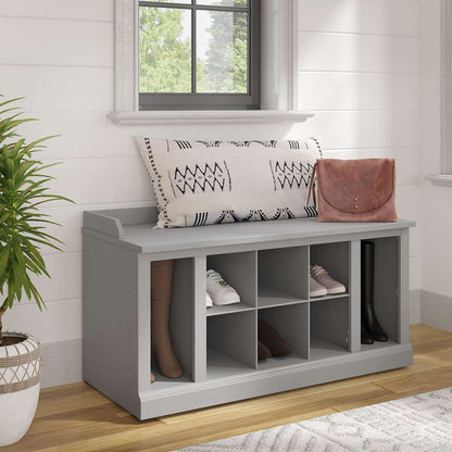Bush Furniture - Woodland 40W Shoe Storage Bench with Shelves in Cape Cod Gray - WDS240CG-03 veiw 3