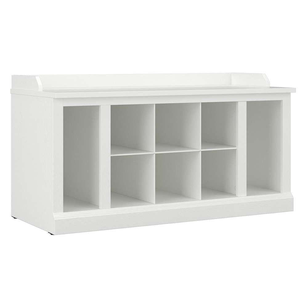 Bush Furniture - Woodland 40W Shoe Storage Bench with Shelves in White Ash - WDS240WAS-03 veiw 1