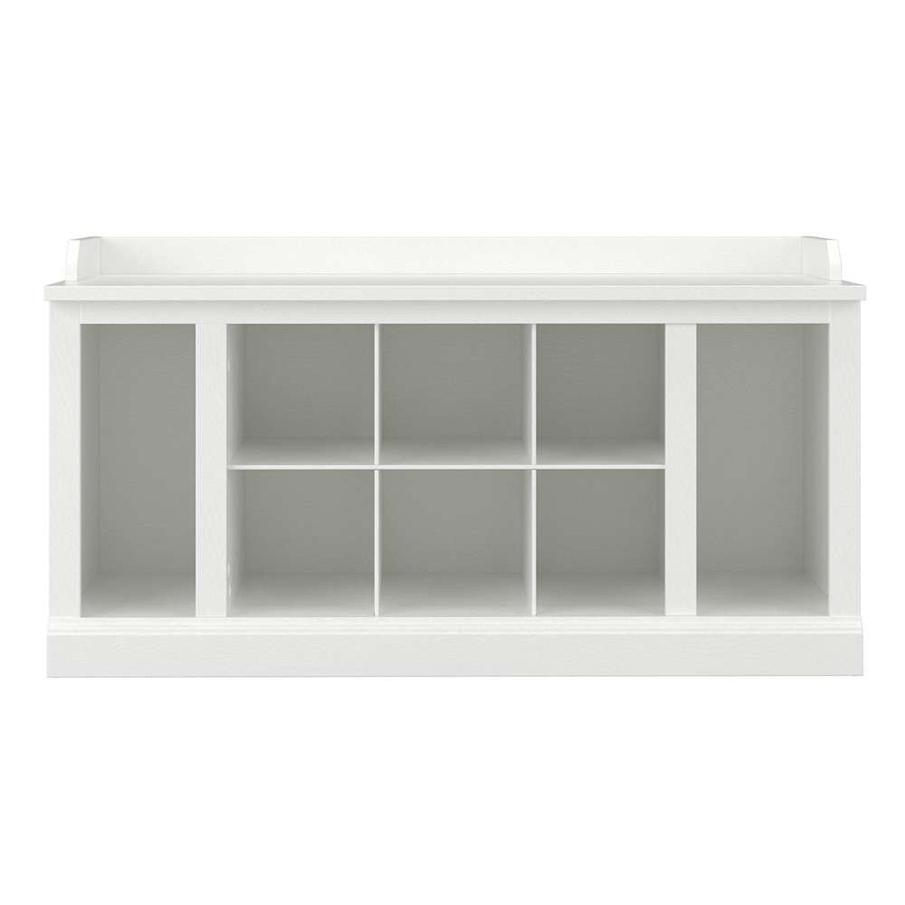 Bush Furniture - Woodland 40W Shoe Storage Bench with Shelves in White Ash - WDS240WAS-03 veiw 2