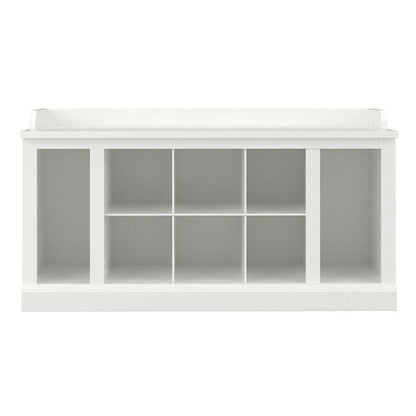 Bush Furniture - Woodland 40W Shoe Storage Bench with Shelves in White Ash - WDS240WAS-03 veiw 2