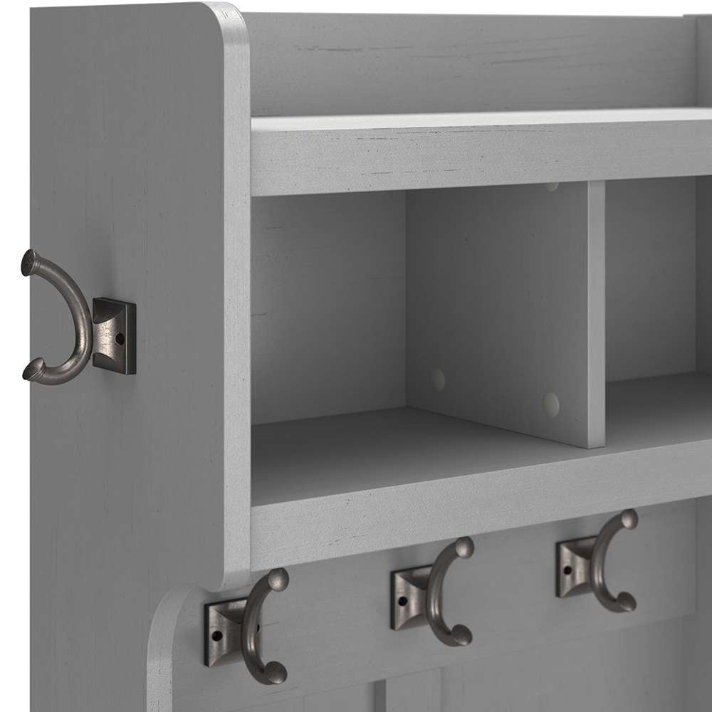 Bush Furniture - Woodland 40W Shoe Storage Bench with Shelves and Wall Mounted Coat Rack in Cape Cod Gray - WDL004CG veiw 5