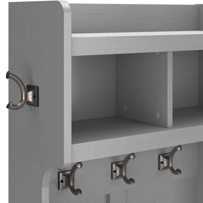 Bush Furniture - Woodland 40W Shoe Storage Bench with Shelves and Wall Mounted Coat Rack in Cape Cod Gray - WDL004CG veiw 5