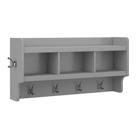 Bush Furniture - Woodland 40W Wall Mounted Coat Rack with Shelf in Cape Cod Gray - WDH340CG-03 veiw 1