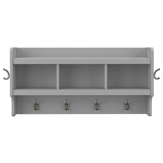 Bush Furniture - Woodland 40W Wall Mounted Coat Rack with Shelf in Cape Cod Gray - WDH340CG-03 veiw 2