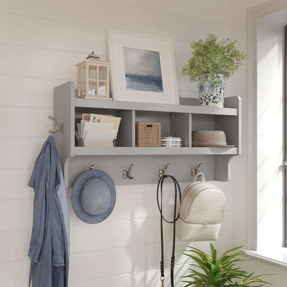 Bush Furniture - Woodland 40W Wall Mounted Coat Rack with Shelf in Cape Cod Gray - WDH340CG-03 veiw 3