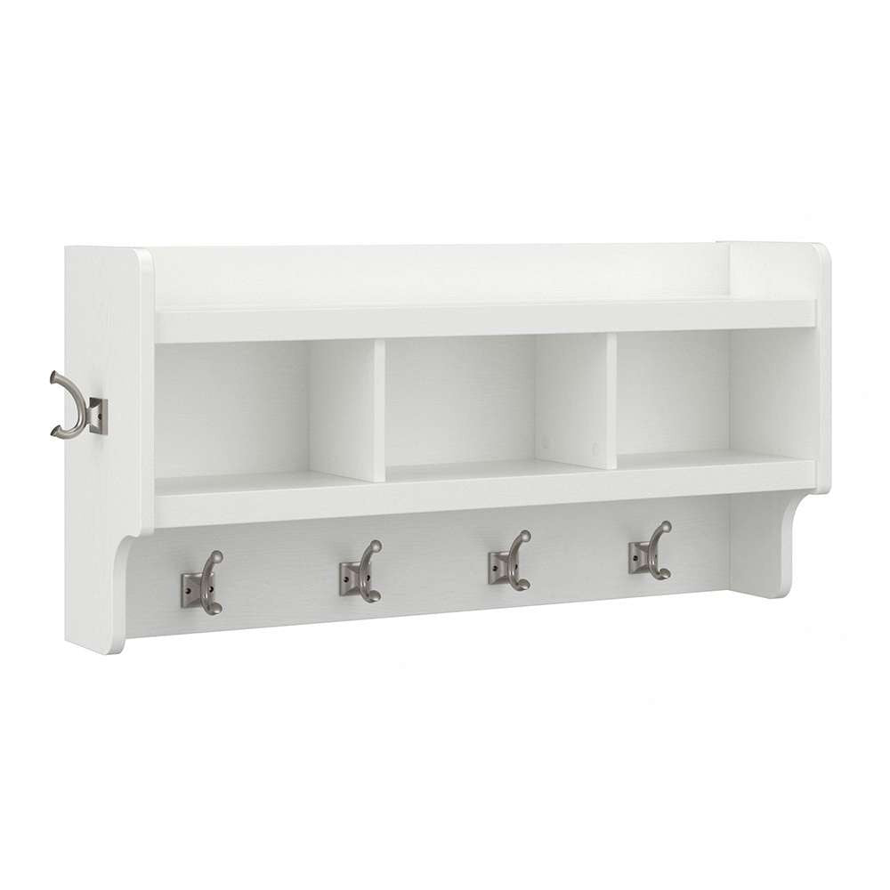 Bush Furniture - Woodland 40W Wall Mounted Coat Rack with Shelf in White Ash - WDH340WAS-03 veiw 1