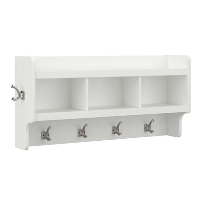 Bush Furniture - Woodland 40W Wall Mounted Coat Rack with Shelf in White Ash - WDH340WAS-03 veiw 1