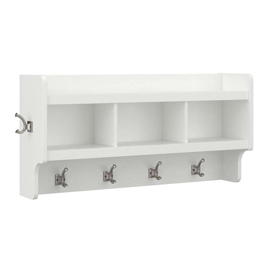Bush Furniture - Woodland 40W Wall Mounted Coat Rack with Shelf in White Ash - WDH340WAS-03 veiw 1