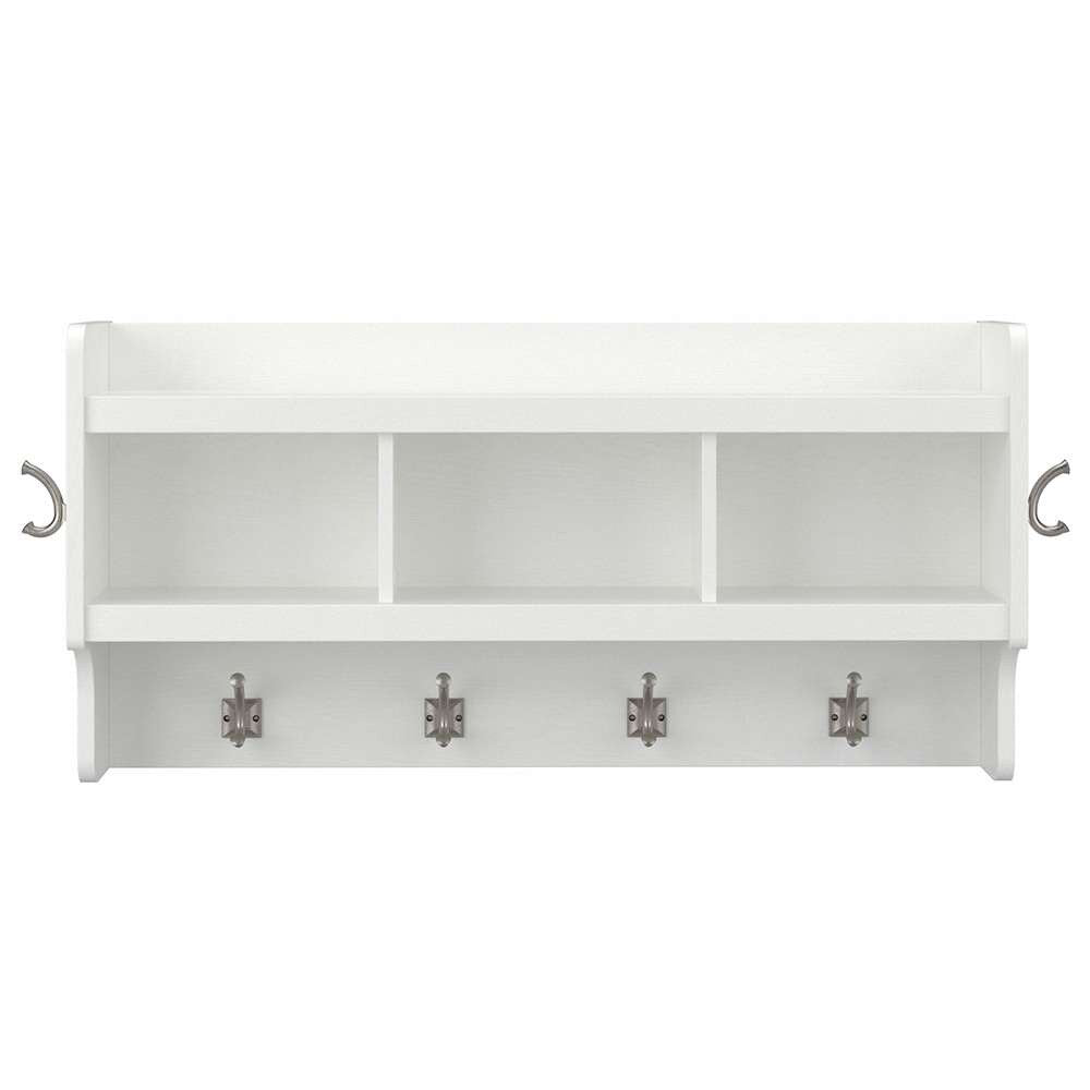 Bush Furniture - Woodland 40W Wall Mounted Coat Rack with Shelf in White Ash - WDH340WAS-03 veiw 2