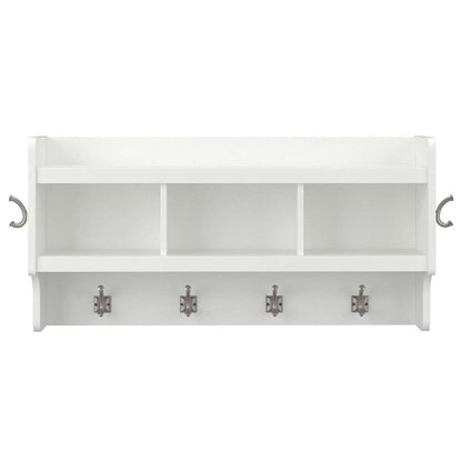 Bush Furniture - Woodland 40W Wall Mounted Coat Rack with Shelf in White Ash - WDH340WAS-03 veiw 2