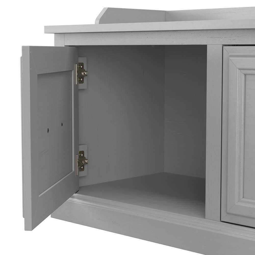 Bush Furniture - Woodland Entryway Storage Set with Hall Trees and Shoe Bench with Doors in Cape Cod Gray - WDL011CG veiw 3