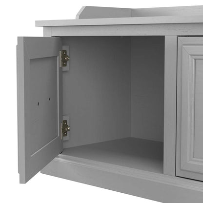 Bush Furniture - Woodland Entryway Storage Set with Hall Trees and Shoe Bench with Doors in Cape Cod Gray - WDL011CG veiw 3