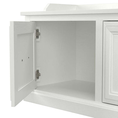 Bush Furniture - Woodland Full Entryway Storage Set with Coat Rack and Shoe Bench with Doors in White Ash - WDL013WAS veiw 4