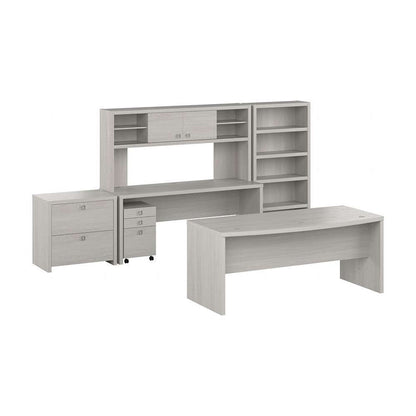 Bush Business Furniture - Echo 72W Bow Front Desk Set with Credenza, Hutch and Storage in Gray Sand - ECH055GS veiw 1