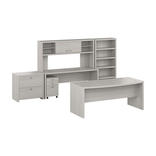 Bush Business Furniture - Echo 72W Bow Front Desk Set with Credenza, Hutch and Storage in Gray Sand - ECH055GS veiw 1