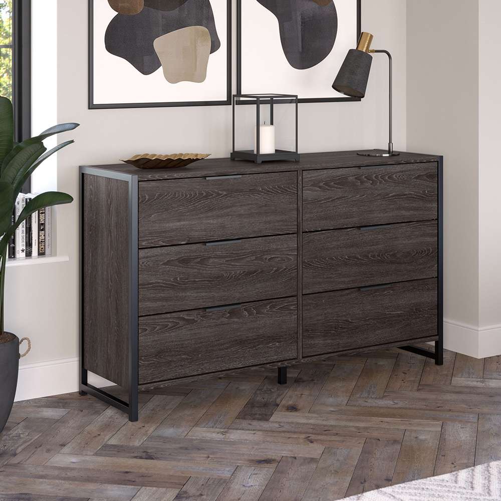 Bush Furniture - Atria 6 Drawer Dresser in Charcoal Gray - ARS160CRK veiw 3