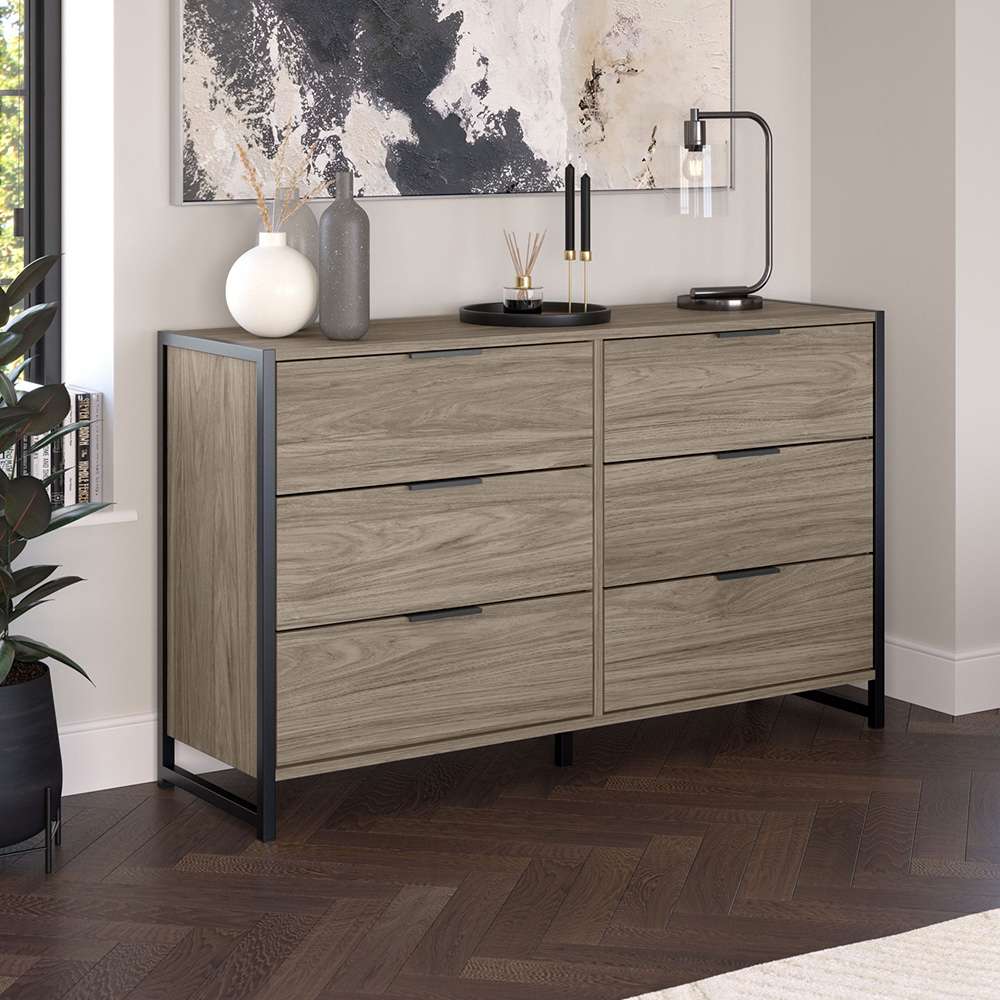 Bush Furniture - Atria 6 Drawer Dresser in Modern Hickory - ARS160MHK veiw 3