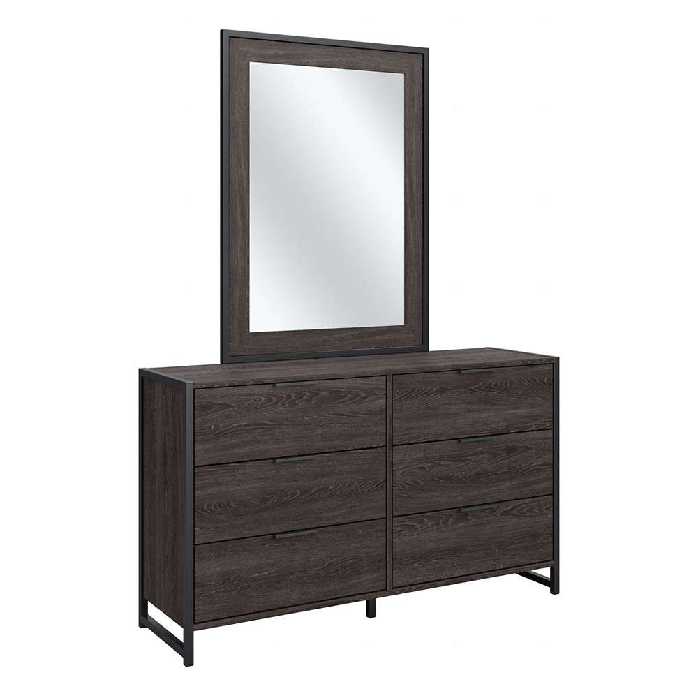 Bush Furniture - Atria 6 Drawer Dresser with Mirror in Charcoal Gray - ATR015CR veiw 1