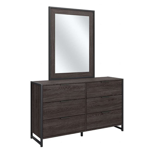 Bush Furniture - Atria 6 Drawer Dresser with Mirror in Charcoal Gray - ATR015CR veiw 1