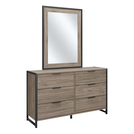 Bush Furniture - Atria 6 Drawer Dresser with Mirror in Modern Hickory - ATR015MH veiw 1
