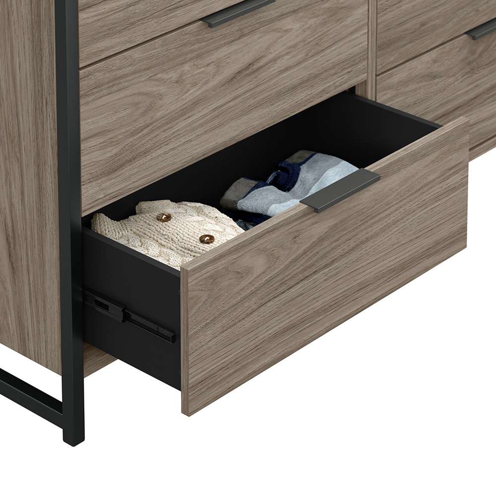 Bush Furniture - Atria 6 Drawer Dresser with Mirror in Modern Hickory - ATR015MH veiw 4