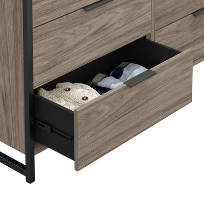 Bush Furniture - Atria 6 Drawer Dresser with Mirror in Modern Hickory - ATR015MH veiw 4