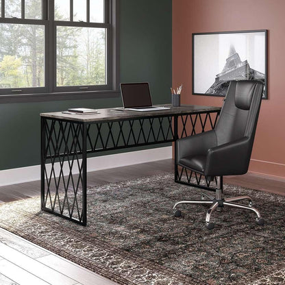 Bush Furniture - City Park 60W Industrial Writing Desk in Dark Gray Hickory - CPD160GH-03 veiw 3