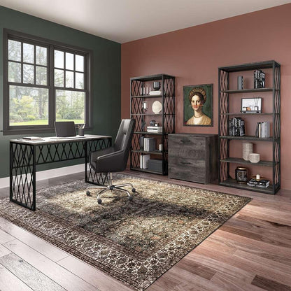 Bush Furniture - City Park 60W Industrial Writing Desk in Dark Gray Hickory - CPD160GH-03 veiw 4