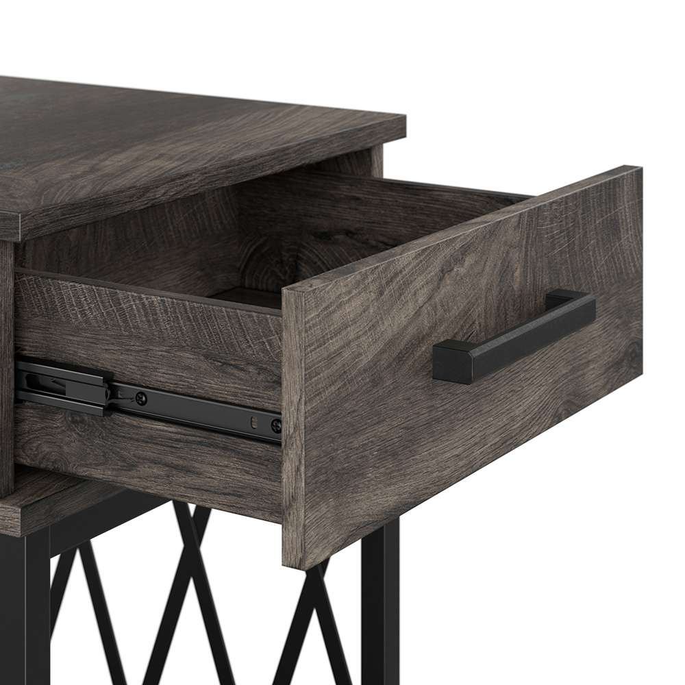 Bush Furniture - City Park Industrial End Table with Drawer in Dark Gray Hickory - CPT118GH-03 veiw 5