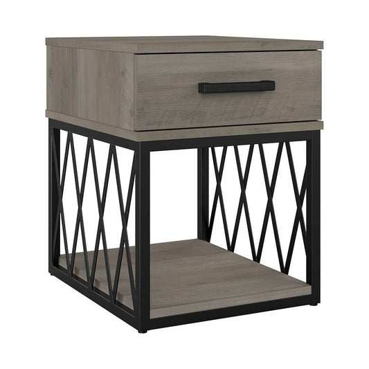 Bush Furniture - City Park Industrial End Table with Drawer in Driftwood Gray - CPT118DG-03 veiw 1