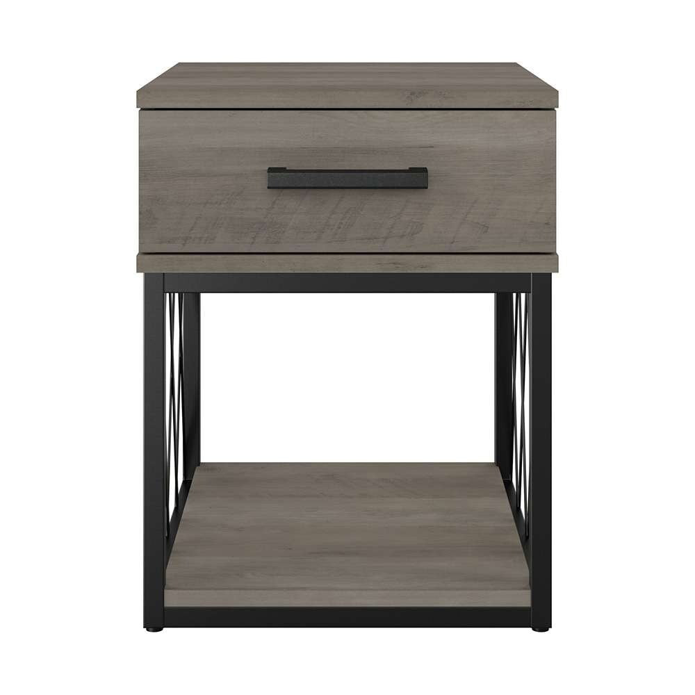 Bush Furniture - City Park Industrial End Table with Drawer in Driftwood Gray - CPT118DG-03 veiw 2