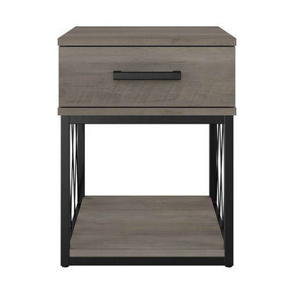 Bush Furniture - City Park Industrial End Table with Drawer in Driftwood Gray - CPT118DG-03 veiw 2