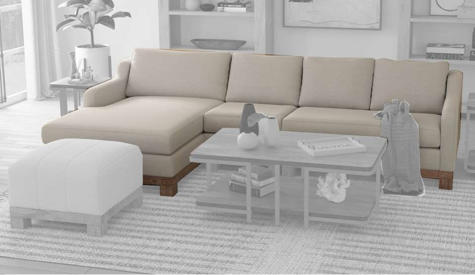 IFD - Samba - Sectional With Armless Chair, Left Chaise & Right Arm Loveseat - Almond Gray veiw 1