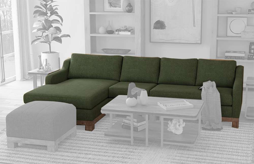IFD - Samba - Sectional With Armless Chair, Left Chaise & Right Arm Loveseat - Olive veiw 1