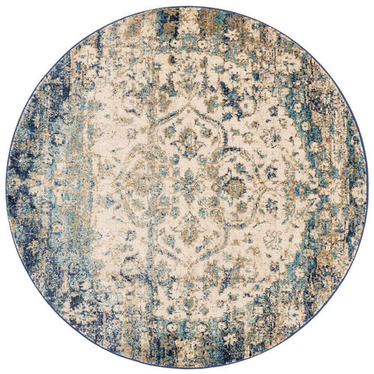 Loloi - Anastasia Blue / Ivory 5-3in x 5-3in Round Area Rug - ANASAF-06BBIV530R veiw 1