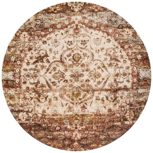 Loloi - Anastasia Rust / Ivory 5-3in x 5-3in Round Area Rug - ANASAF-06RUIV530R veiw 1