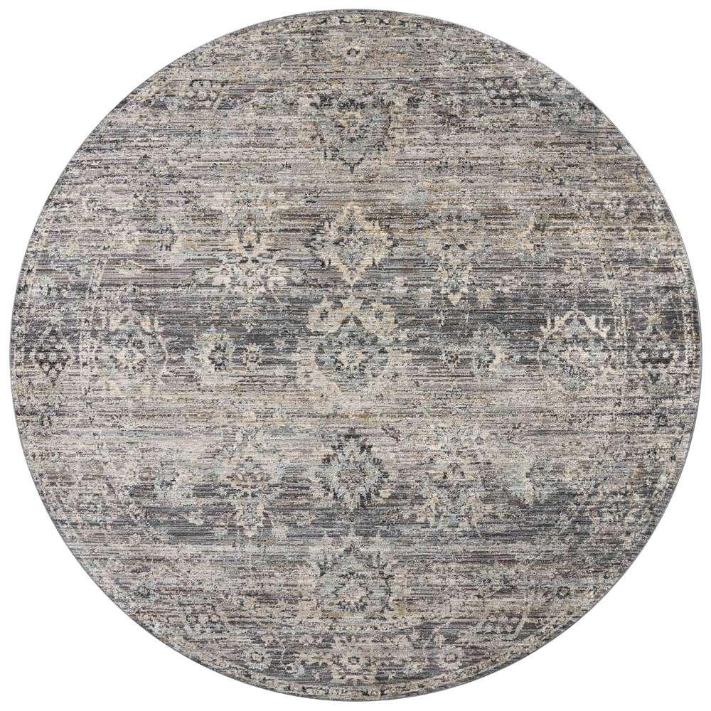 Jean Stoffer x Loloi - Katherine Graphite / Jade 5-3in x 5-3in Round Accent Rug - KESSKES-05GTJD530R veiw 1